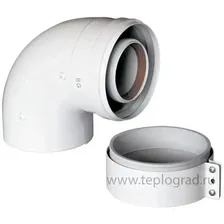 Коаксиальный отвод Baxi 60/100 90 начальный, с муфтой
